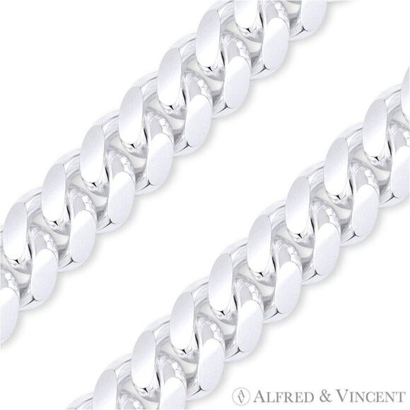 6.3mm Miami Cuban / Curb Link Italian Chain Necklace in .925 Sterling Silver 20" - Picture 2 of 2
